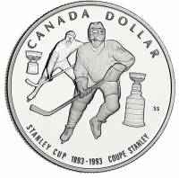 (1993) Монета Канада 1993 год 1 доллар "Кубок Стенли. 100 лет"  Серебро Ag 925  UNC